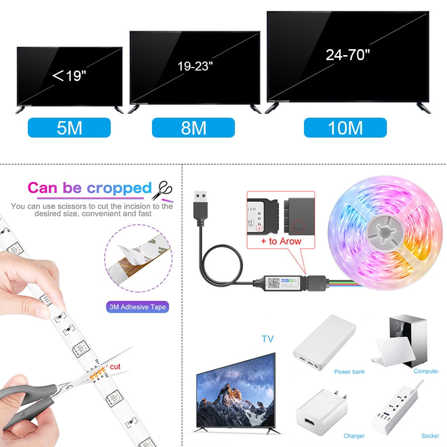 Smart Control LED Strip Lights: Wi-Fi and Remote Options for Colorful Home Decoration