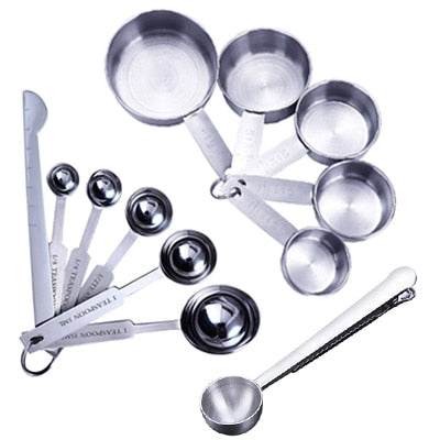 Stainless Steel Measuring Cups and Spoons Set - All-in-One Kitchen Measuring Tools