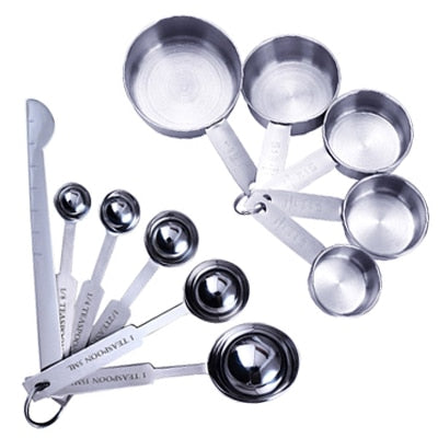 Stainless Steel Measuring Cups and Spoons Set - All-in-One Kitchen Measuring Tools