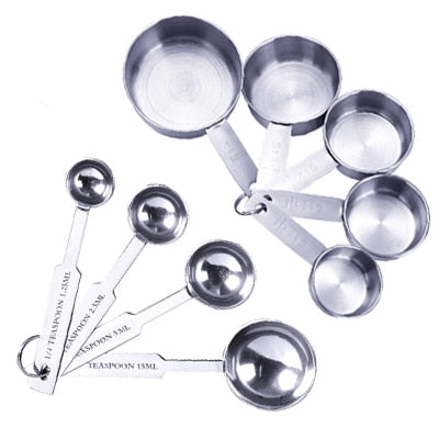 Stainless Steel Measuring Cups and Spoons Set - All-in-One Kitchen Measuring Tools