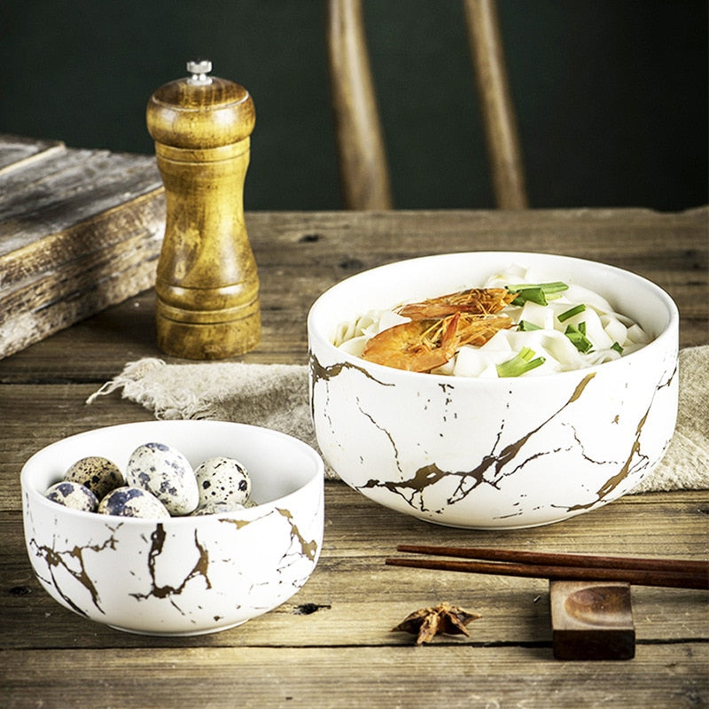 Nordic Marble Ceramic Bowl: Timeless Elegance for Stylish Dining