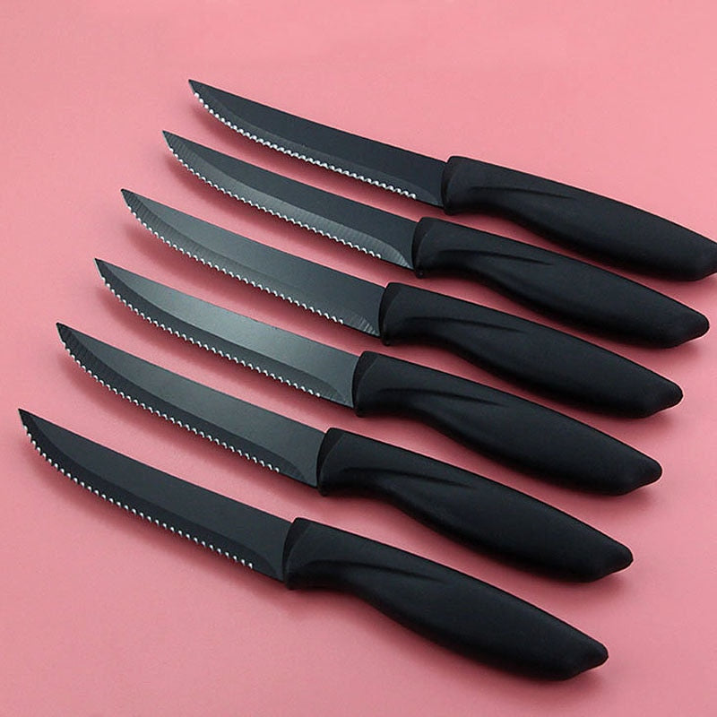 PrimeCut Steak Knife Set: Premium Stainless Steel, Ergonomic Design, Serrated Blades (4/6/8Pcs)