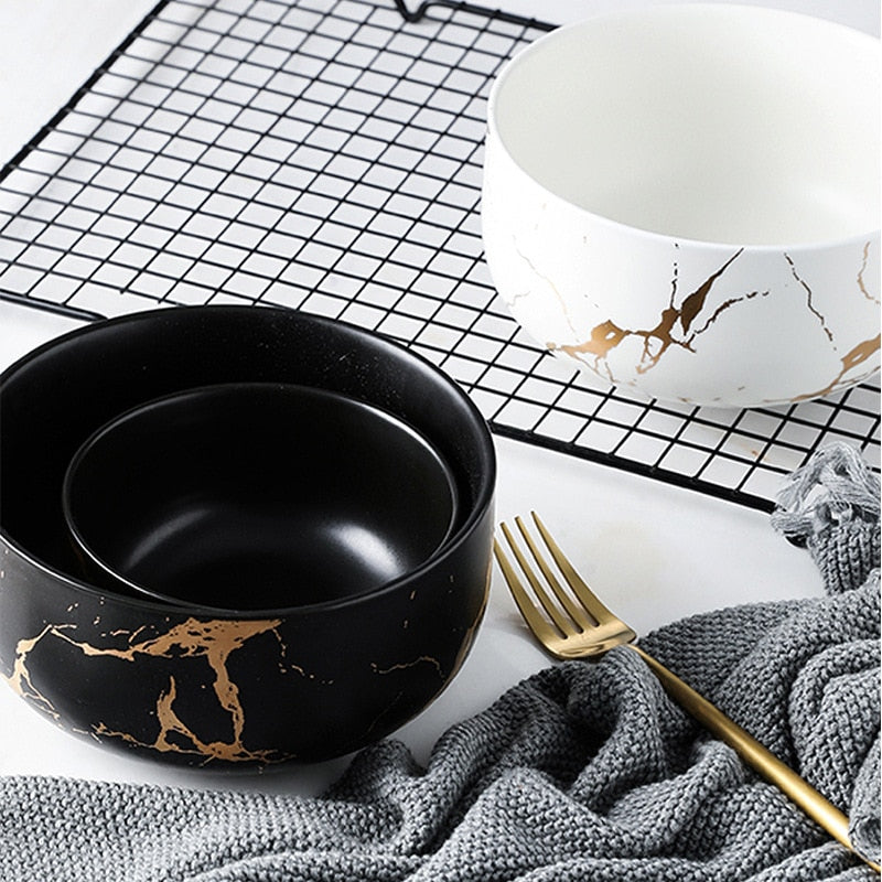 Nordic Marble Ceramic Bowl: Timeless Elegance for Stylish Dining