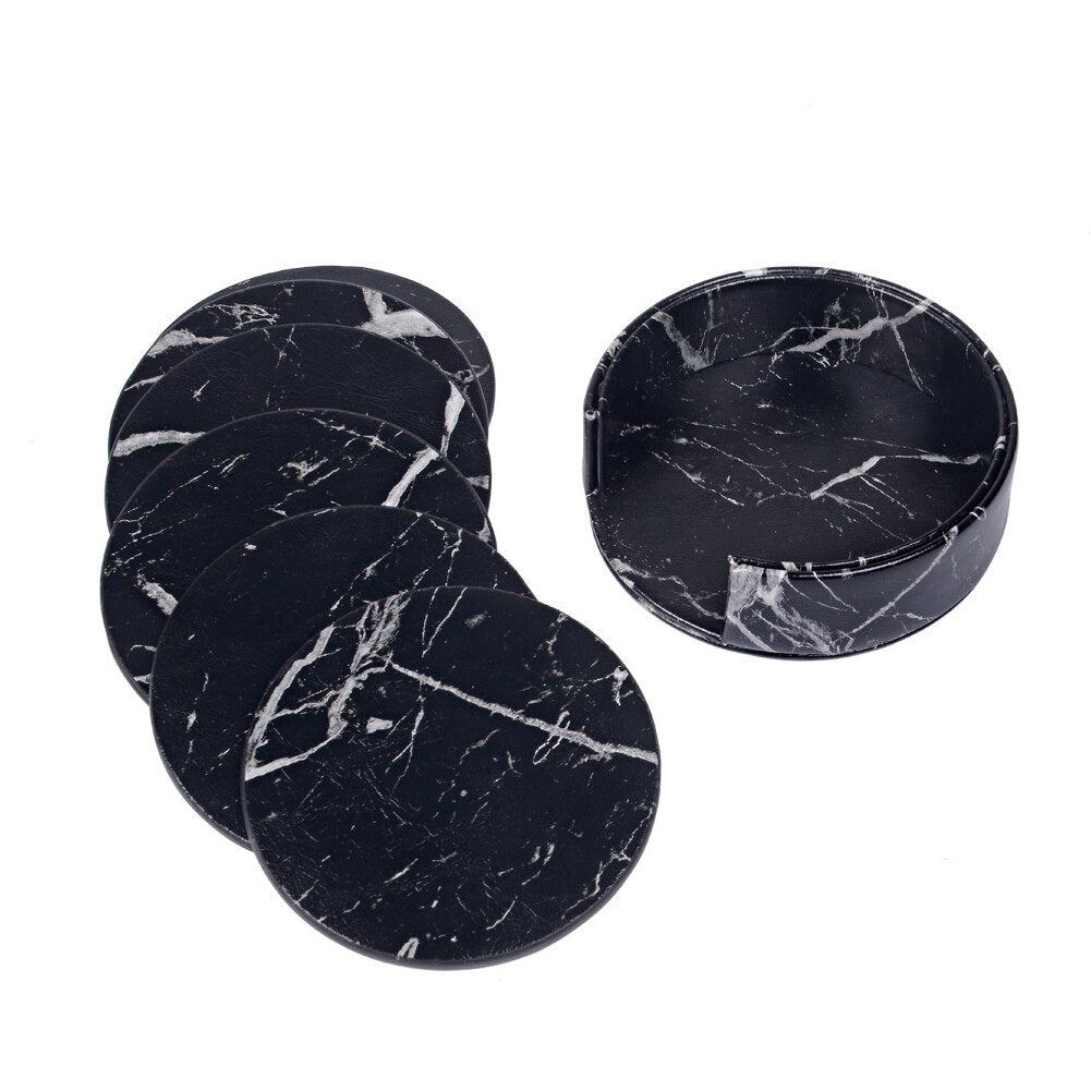 Marble Coaster Set: Stylish Drink Mats for Hot and Cold Beverages (6pcs)