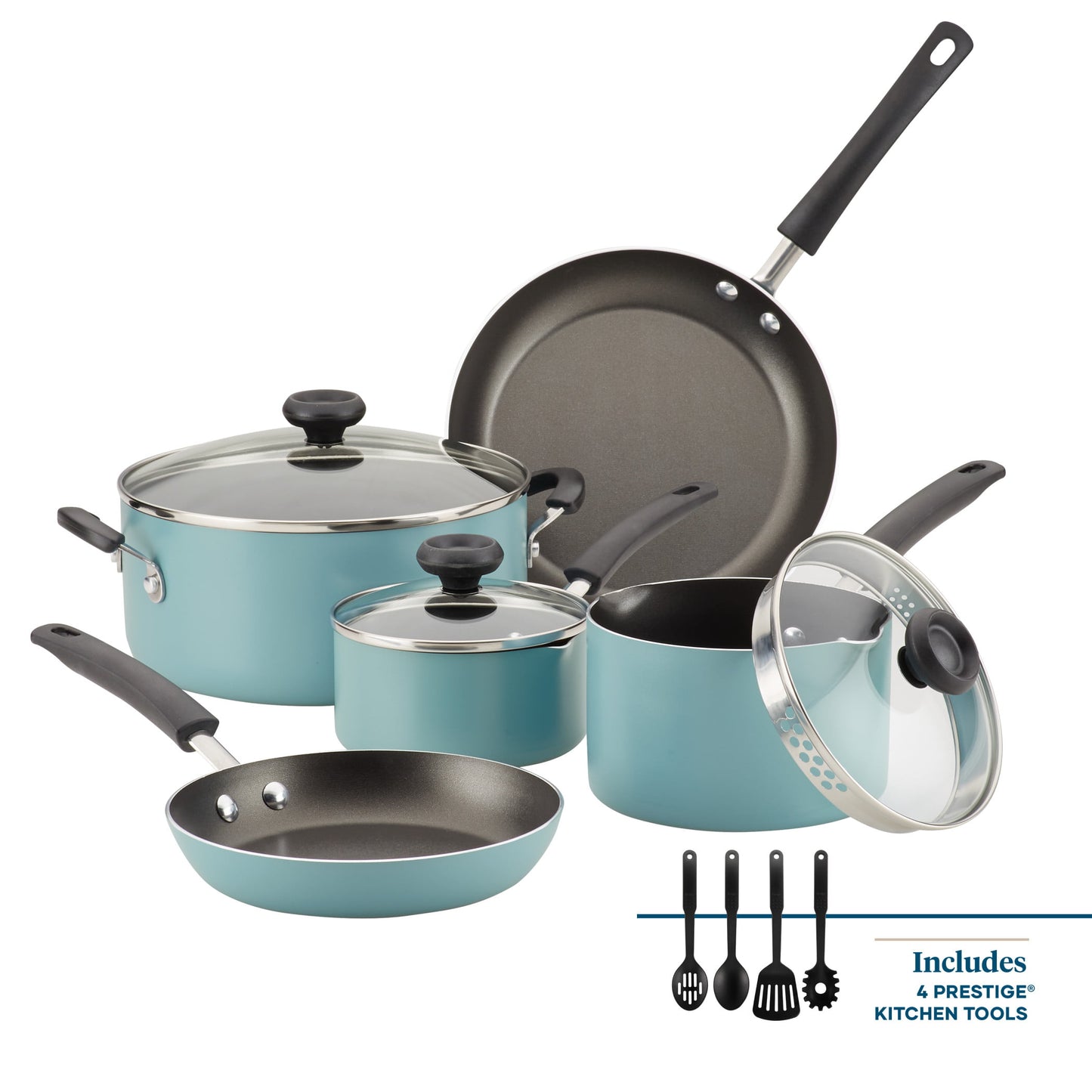 Farberware 12-Piece Dishwasher Safe Nonstick Cookware Set, Black