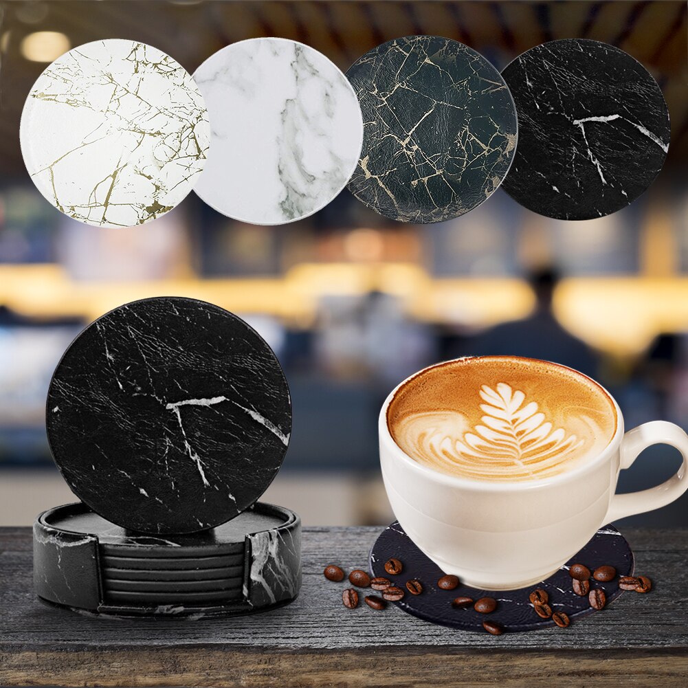 Marble Coaster Set: Stylish Drink Mats for Hot and Cold Beverages (6pcs)