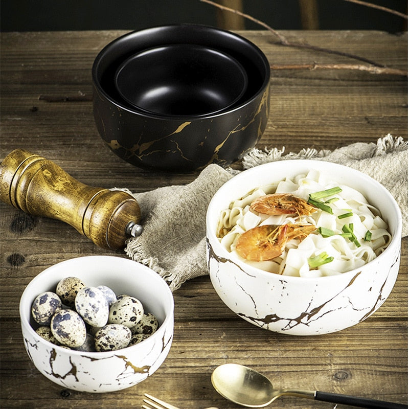 Nordic Marble Ceramic Bowl: Timeless Elegance for Stylish Dining