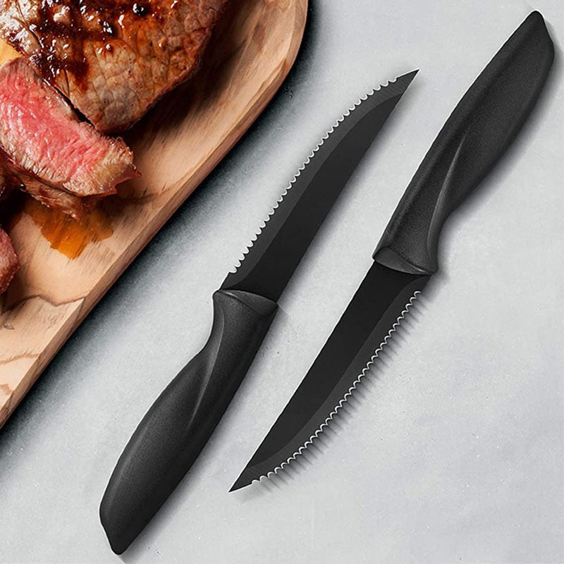 PrimeCut Steak Knife Set: Premium Stainless Steel, Ergonomic Design, Serrated Blades (4/6/8Pcs)