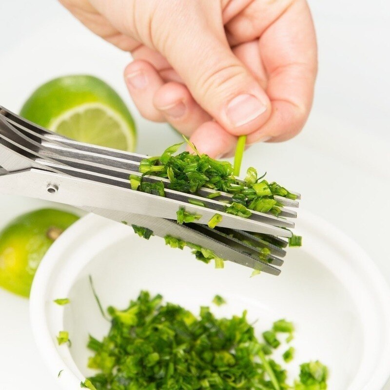 5-Blade Stainless Steel Herb Cutter - Effortlessly Cut Rosemary, Scallions, and More