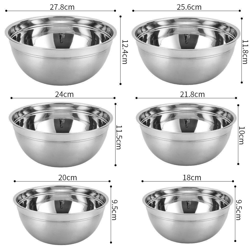 VersaServe Stainless Steel Bowls: 6-Piece Nesting Set for Cooking, Salad Prep, and Food Storage