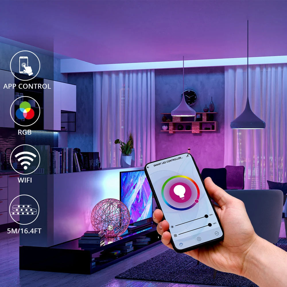 Smart Control LED Strip Lights: Wi-Fi and Remote Options for Colorful Home Decoration